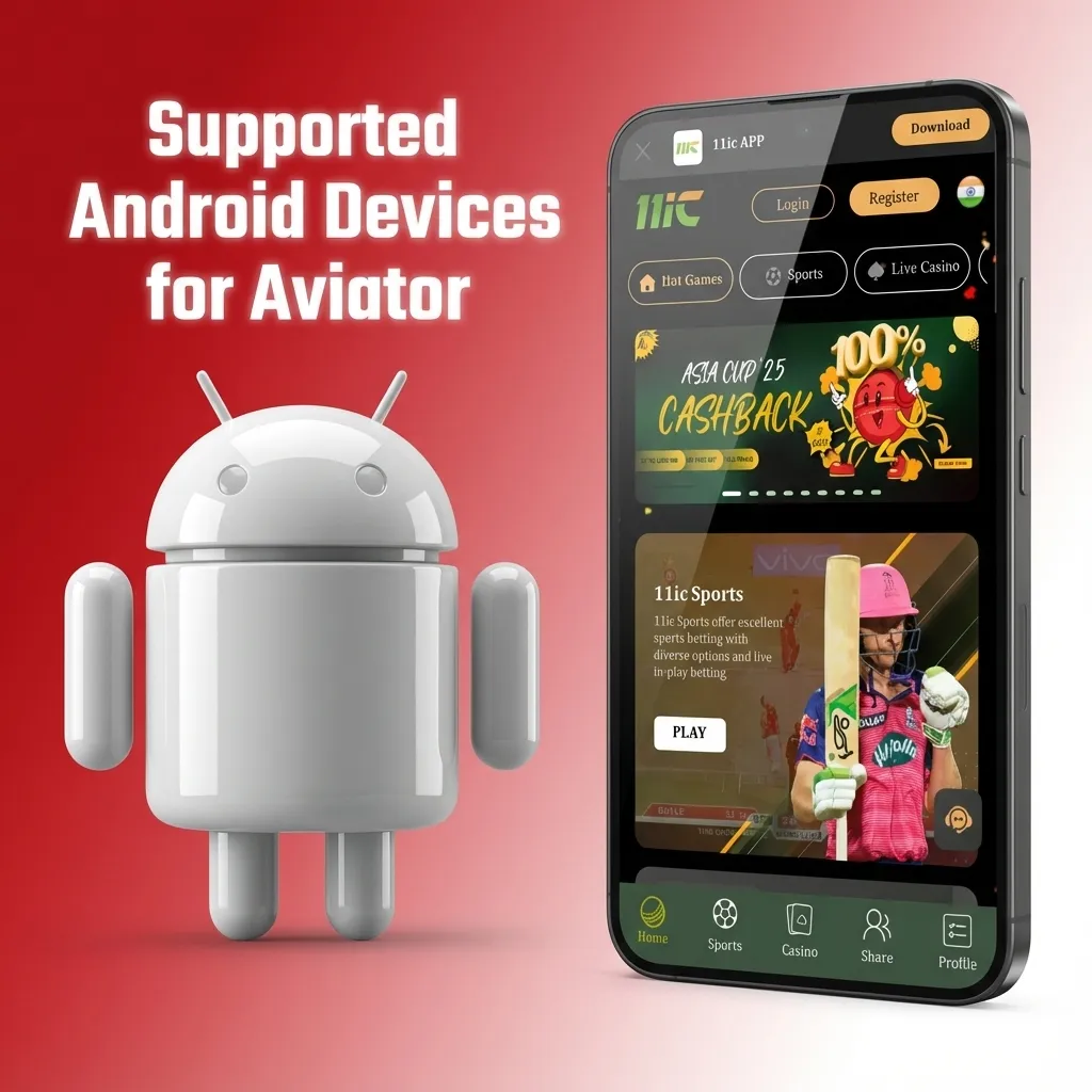 Chart listing tested Android phones (budget to flagship) that support the 11IC Aviator app in India