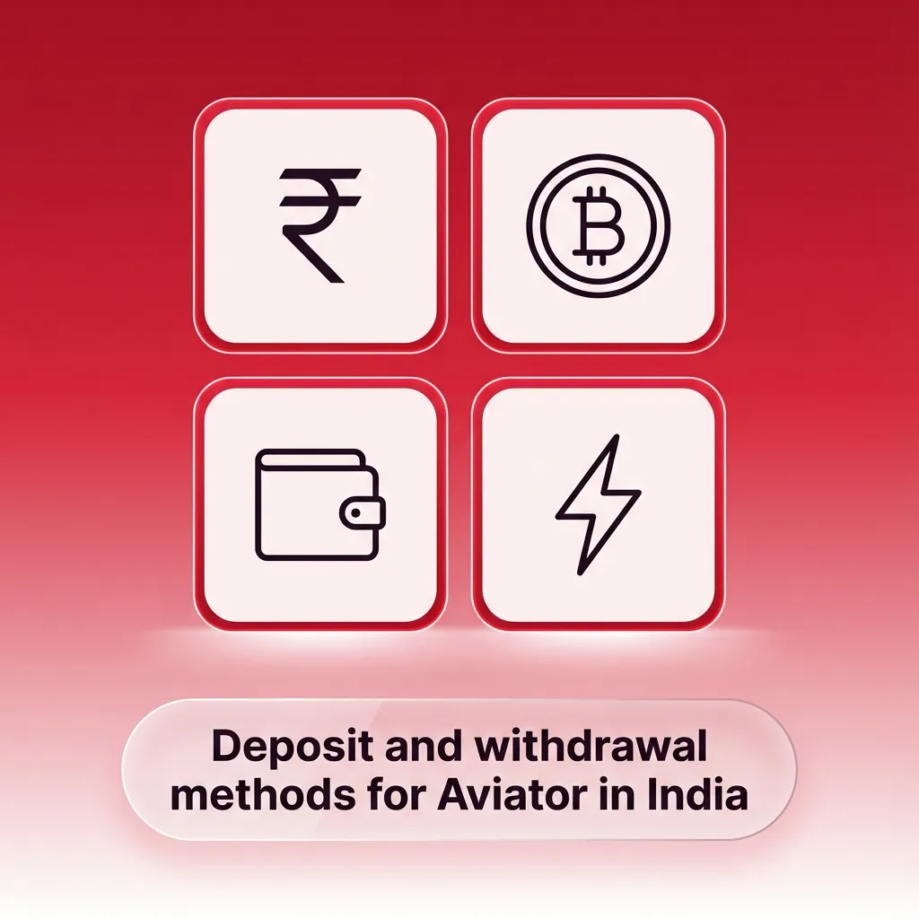 Infographic showing Aviator India deposit and withdrawal options: UPI apps, wallets, bank transfer, Skrill, Neteller, crypto