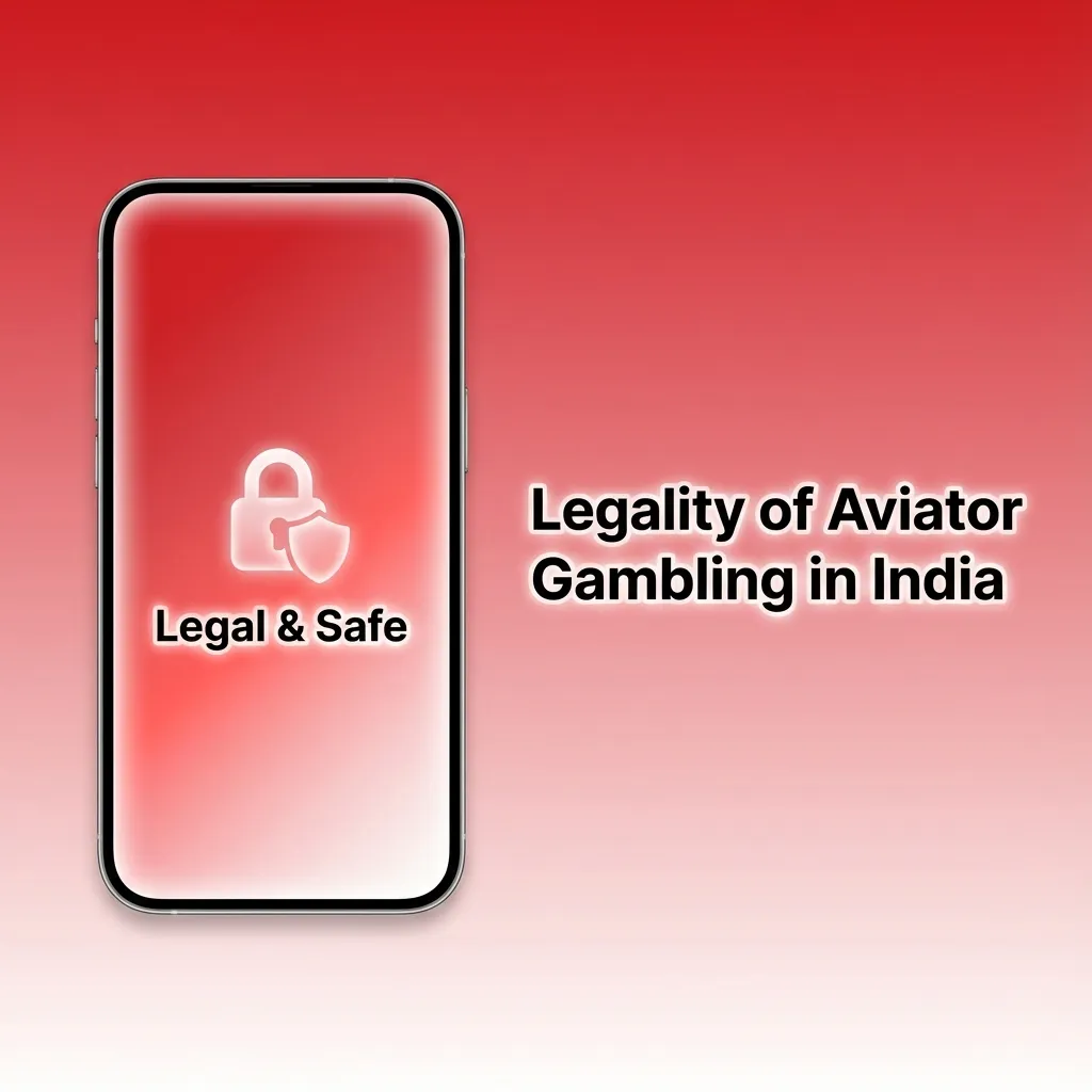 Illustration of Aviator crash game on a smartphone with text about legal, licensed, and safe online gambling in India