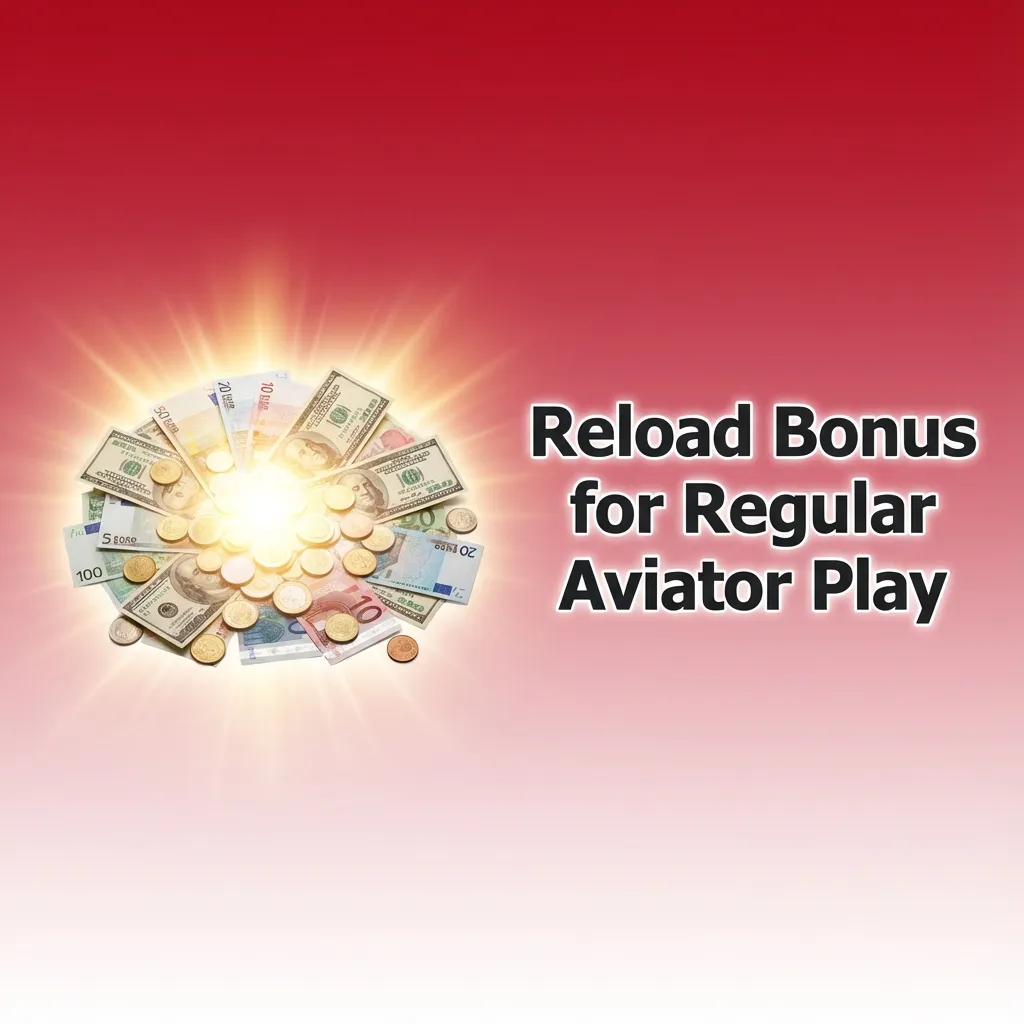 Banner showing “Reload Bonus for Regular Aviator Play” with casino chips, rupees, and a rising bankroll graph