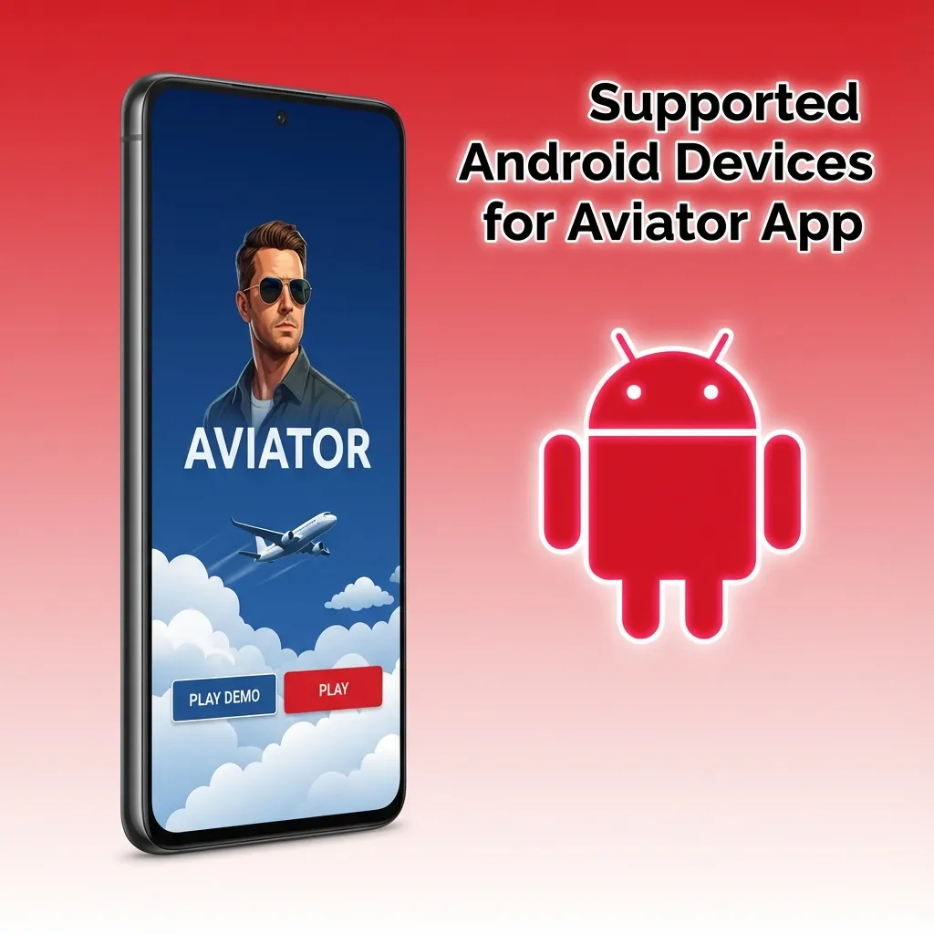 Smartphone lineup showing supported Android devices for Aviator app from budget to flagship models, 2020–2025.