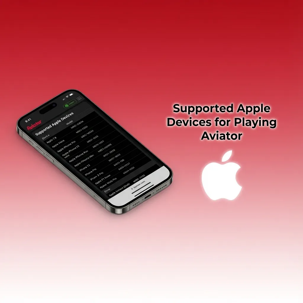 Graphic titled “Supported Apple Devices for Playing Aviator” listing compatible iPhones and iPads running iOS 12 or newer