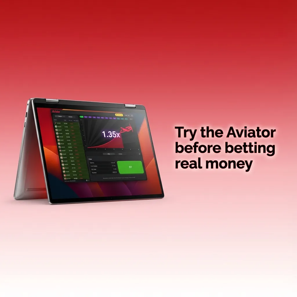 Screenshot of Aviator crash game demo with plane, multiplier bar, and play-credit bets before using real money