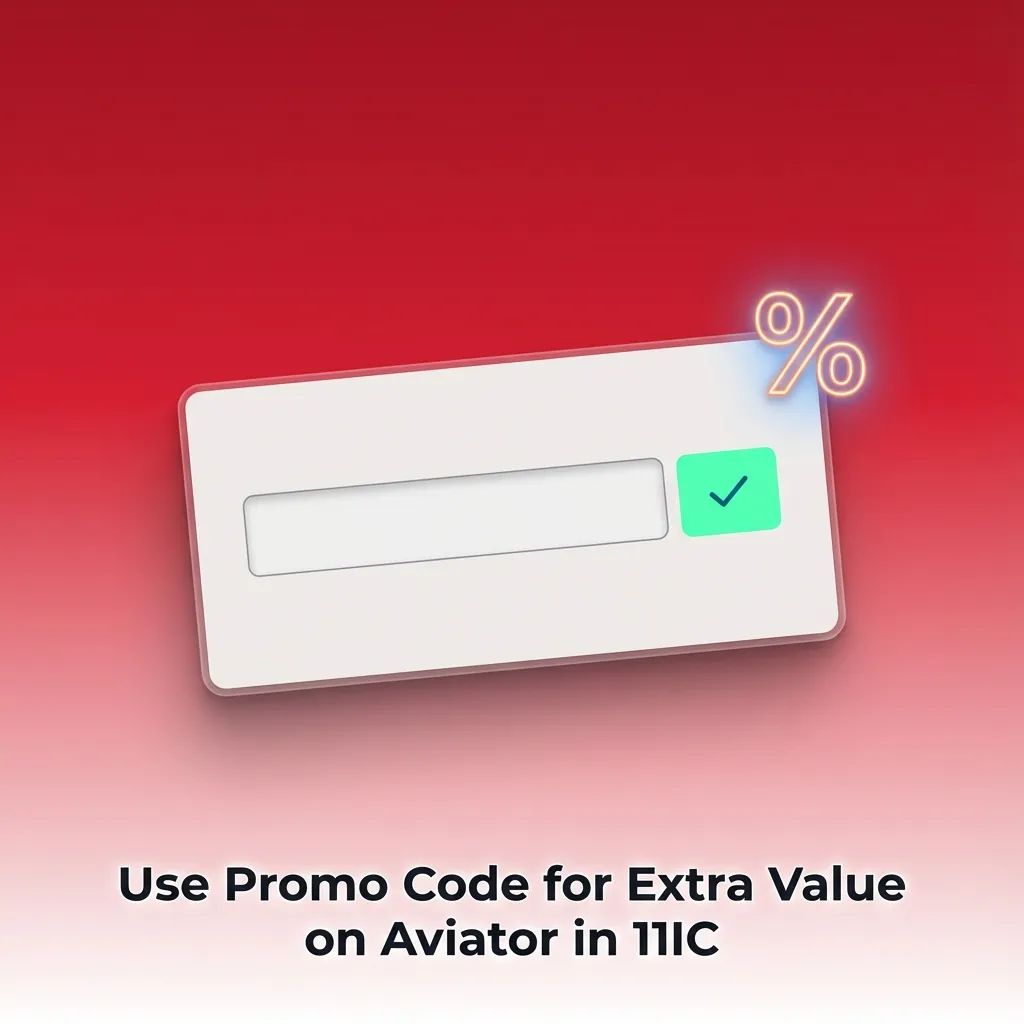 Mobile app screen showing Aviator game promo with code “AVIATOR11IC” highlighted for extra deposit value in 11IC