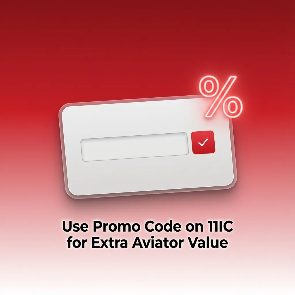 Promo code AVIATOR11IC highlighted on 11IC Aviator game promo banner with registration and deposit bonus instructions